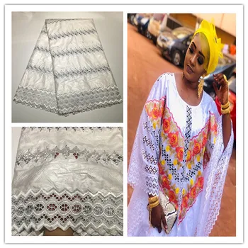 

African Bazin Riche Fabric 2020 High Quality Guinea Brocade Bazin Brode Lace Fabric Embroidery Swiss voile Lace Fabric 5Yards