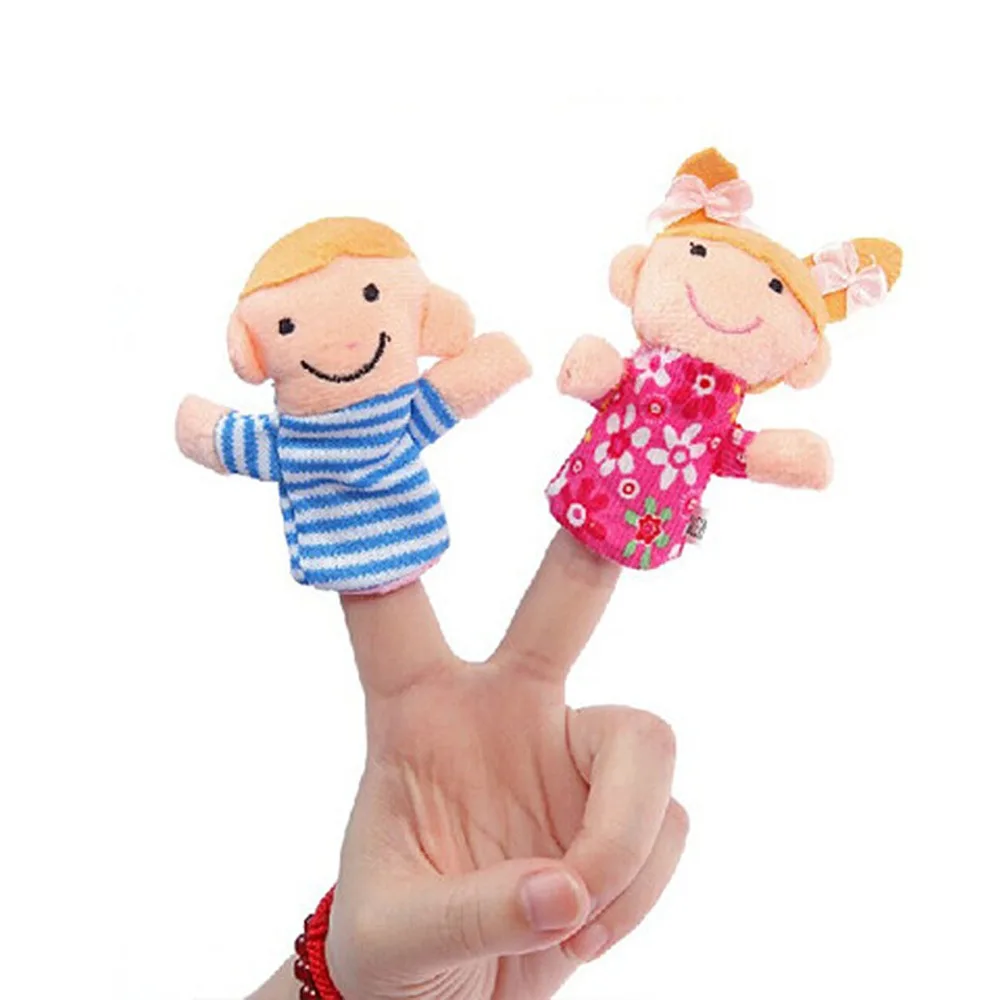 6 шт. Куклы Мягкие Дети Семья палец перчатка рука обучающая кровать история обучения забавные свиньи игрушки для девочек Boysfinger куклы