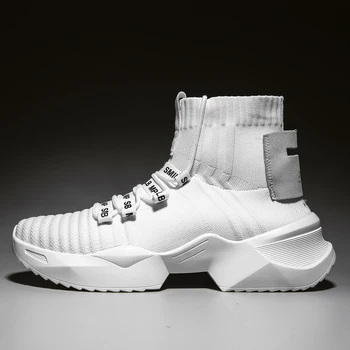 

Best Selling 2020 Athletic Shoes Men High Quality Mens Trainers Running Thick Soled Sock Sneaker Men High Top Running Shoes Boy