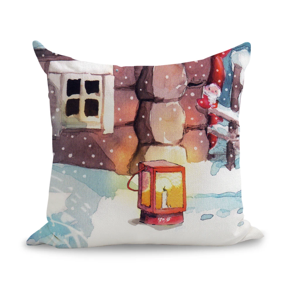 Винтажная Рождественская подушка в европейском стиле с изображением лисы и оленя Санта-Клауса, декоративные подушки украшения для дома, подарок - Цвет: Красный