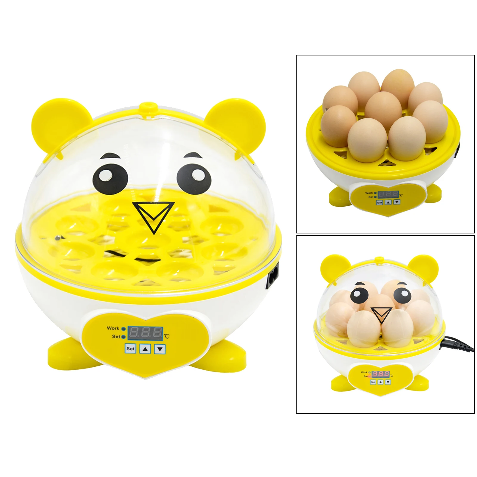 Egg Incubator, 9 Egg Turning Digital Incubator Poultry Hatcher Chicken Shape with Clear Lid, Temperature Control Digital Breeder Egg Incubator, 9 Egg Turning Digital Incubator Poultry Hatcher Chicken Shape with Clear Lid, Temperature Control Digital Breeder