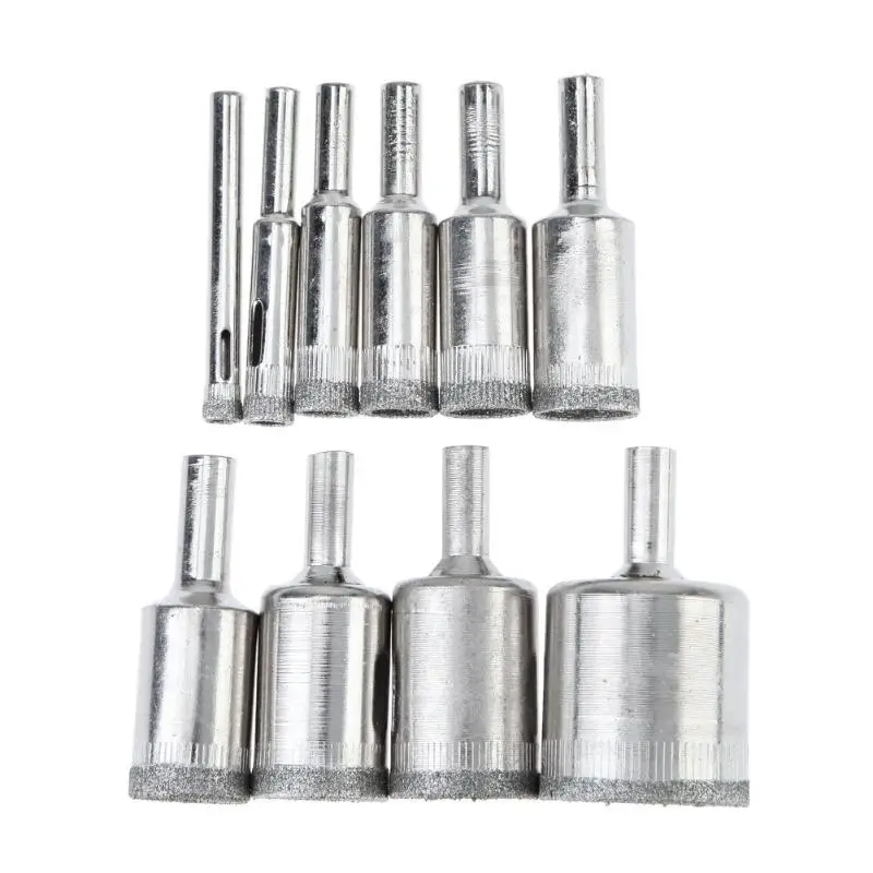 10 Pcs Diamond Drill Bit Set 10 Different Sizes 6Mm To 30Mm Diamond Tools Hole Saw Suitable For Drilling Holes In Glass& Marble