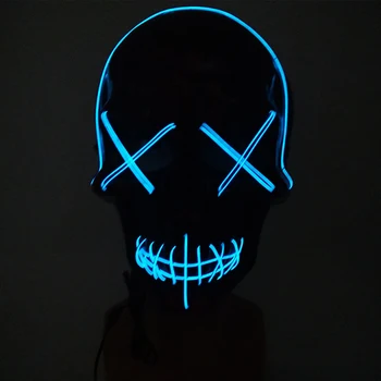 

Halloween EL Wire Face Mask skull double line eye mask Luminous Lighted Up Glowing Masks Party