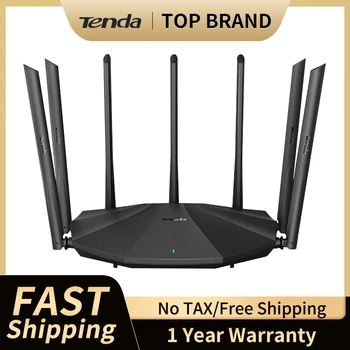 Tenda AC23 AC2100 Router Dual-Gigabit 2.4G 5.0GHz Dual-Band 2033Mbps Wireless Router Wifi Repeater & 7 High Gain Antennas Wider 1