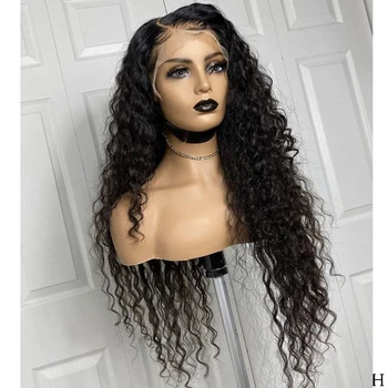 

LUFFYHAIR Curly Indian Remy Human Hair Full Lace Wig Natural Black 130% Density Wig for Black Women Bleached Knots Hairline