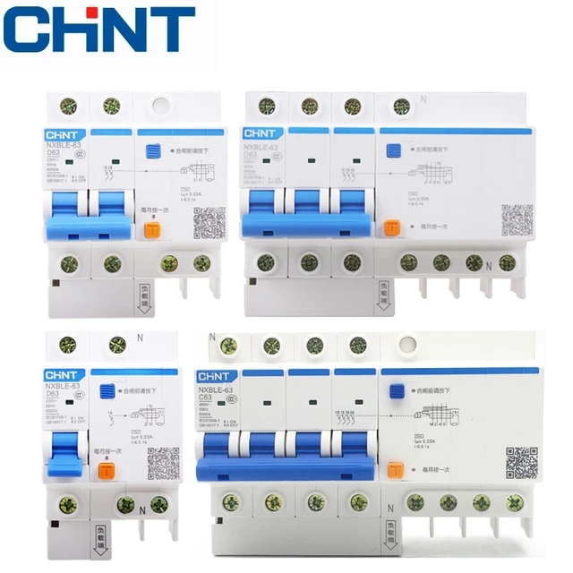 chint chint chnt nxble-63 courant résiduel électrique rcbo