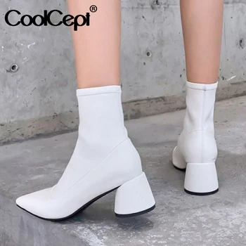 

CoolCept Size 33-41 Women Ankle Boots Sexy Pointed Toe High Heel Shoes Women Winter Warm Short Boots Lady Fashion Daily Footwear