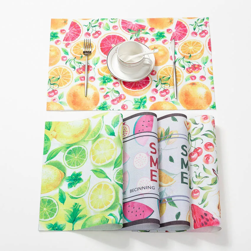 Placemats Refreshing Summer Table Mats Coaster Modern Painting Eco-Friendly for Kitchen Dining Coffee Pad | Дом и сад