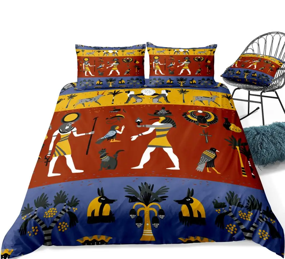 

Egypt Duvet Cover Set Retro Tribe Bedding Set Blue Red Beds Set Home Textiles Microfiber For Boys Kids Bedding Set Bedspread