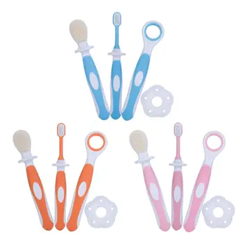 

3 Pcs/Set Newborn Baby Training Teeth Brush 3 Stage Oral Care Set Infants Toddlers Soft BPA Free Bristle Toothbrush