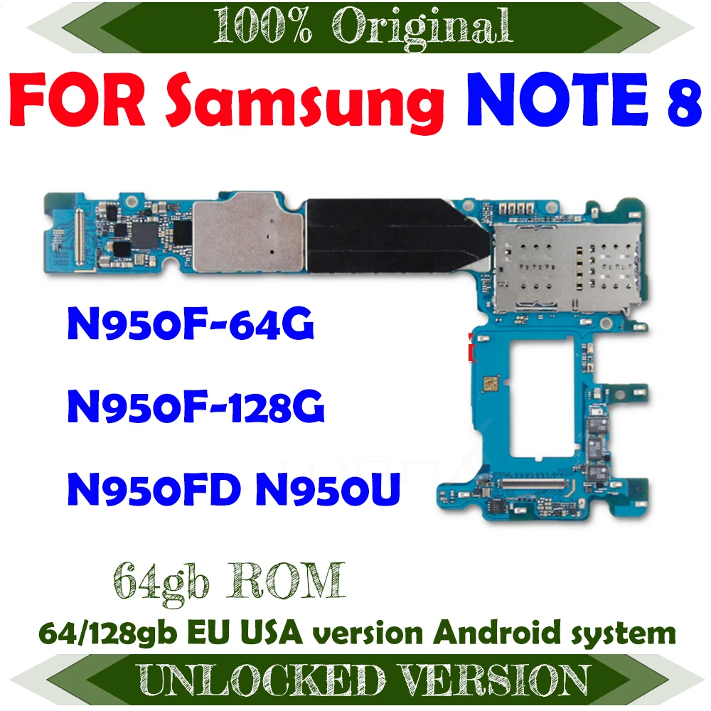 Материнская плата Samsung Note 8 N950F/N950FD разблокированная материнская на 64 Гб|Антенны