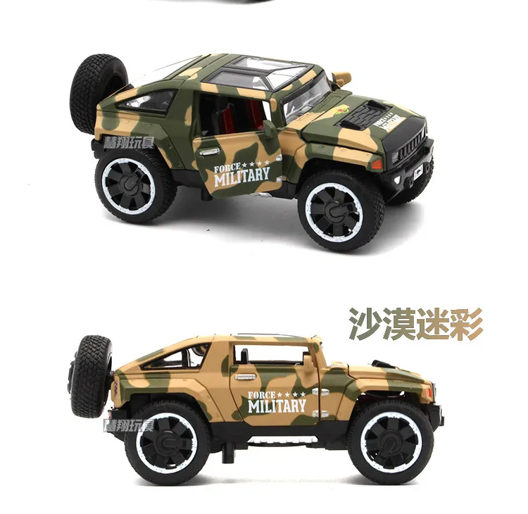 1:32 Hummer HX модель автомобиля из сплава со светом и музыкой воин 4 открытый дизайн камуфляжные брюки живопись
