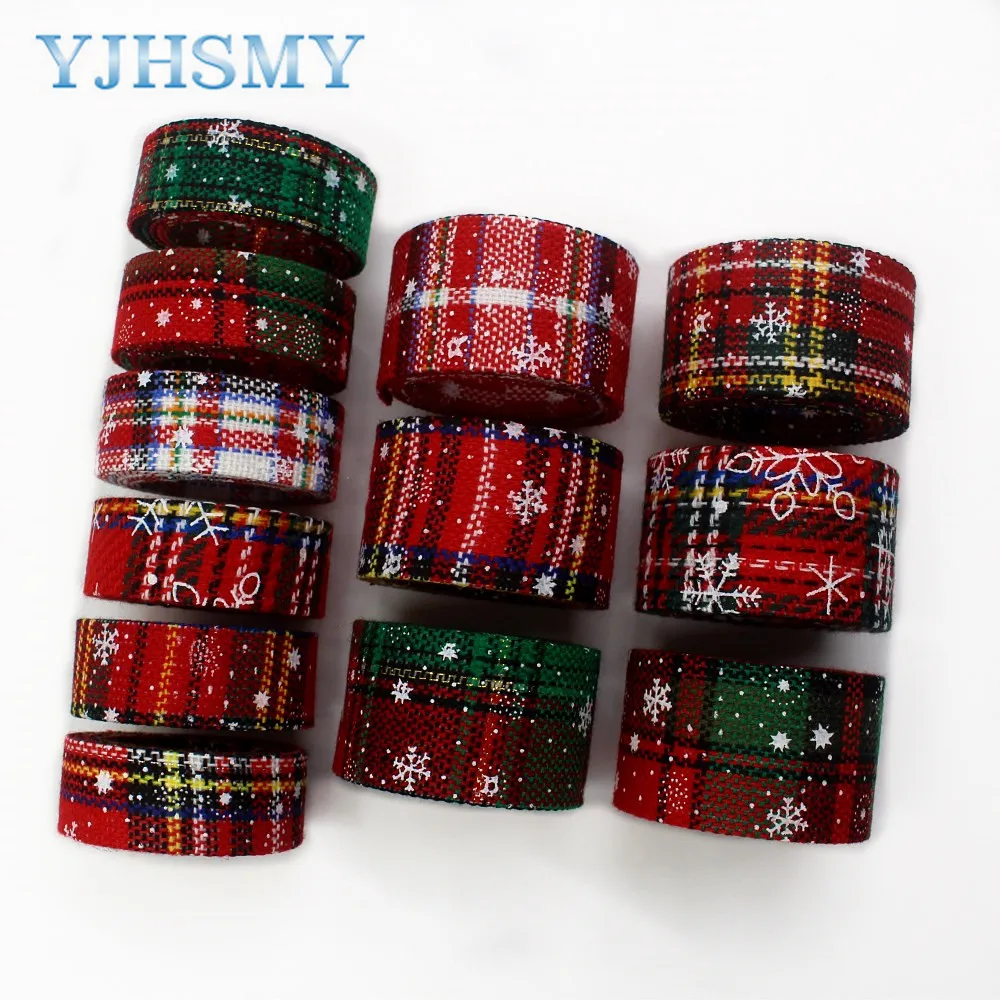 I-19903-2029 10/25/38 мм 5 ярдов Красный тканевая лента плед, DIY ручной работы аксессуары для волос для свадьбы подарок упаковочных материалов