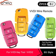 Keyecu xhorse colorido para v-olkswagen b5 estilo preto chave remota 3 botão para vvdi ferramenta chave x001 series