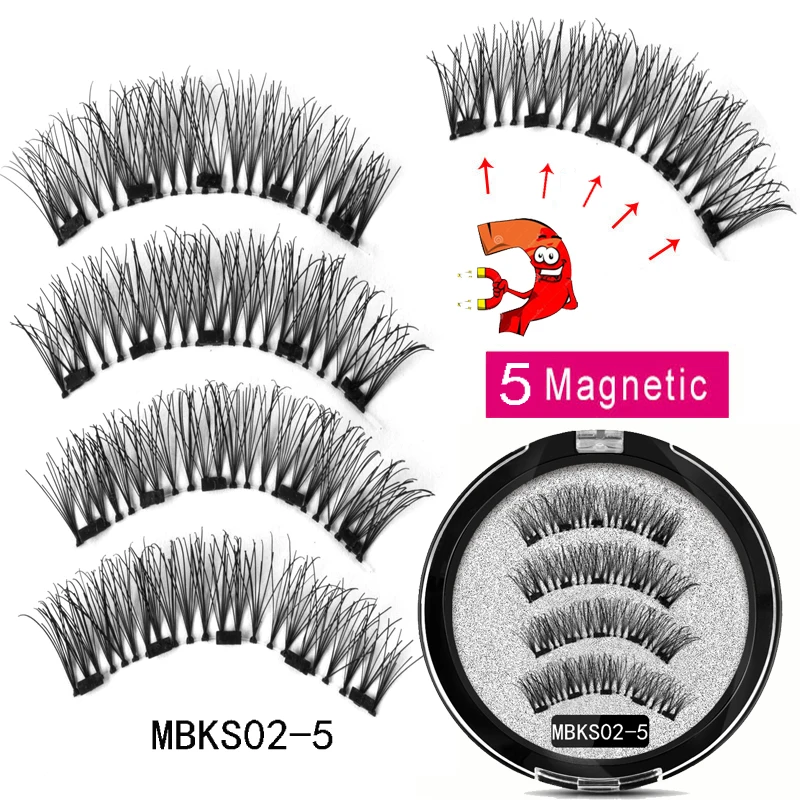MB 5 Magnetic eyelashes Eye Shadow with handmade 3D/6D faux cils magnetique False magnet Mink lashes+ tweezers+Eye Shadow - Цвет: MBKS02-5