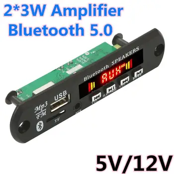 

Hands-free MP3 Player Decoder Board Bluetooth 5.0 6W amplifier Car FM Radio Module Support FM TF USB AUX Recorders