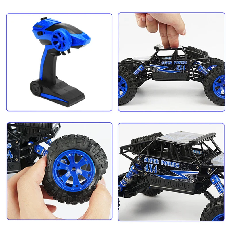 2,4 ГГц 1:18 масштаб 4x4 рок сканеры автомобиль RC Рок Гусеничный 4WD внедорожник гоночный грузовик автомобиль игрушка, ЕС вилка синий