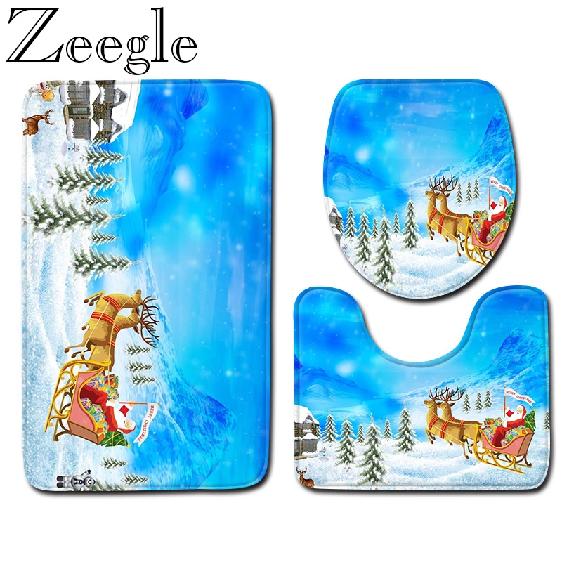 Zeegle 3pcs Bathroom Mat Set Washable Bathroom Rug Toilet Mat Absorbent Foot Mat Shower Carpet Bath Rug Set Kitchen Carpet