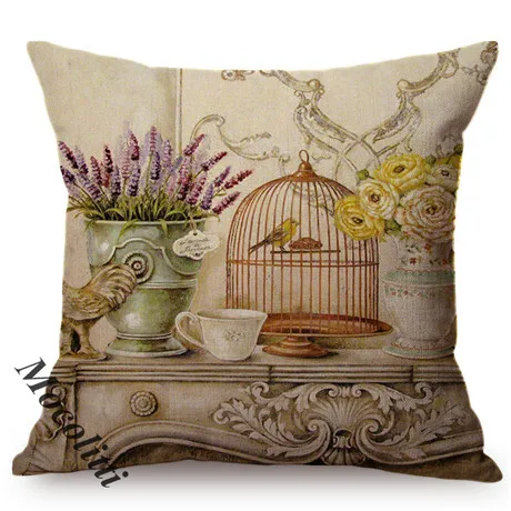 Nordic Vintage Luxury Art Decorative Cushion Cover Euro Floral Vase Violet Red Flowers Exotic Home Decor Sofa Chair Pillow Cover M125-1
