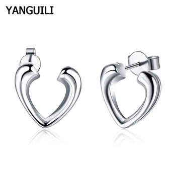 

2020 New Trendy 925 Sterling Silver Heart Love Stud Earrings for Woman Wedding Party Jewelry Free Shipping