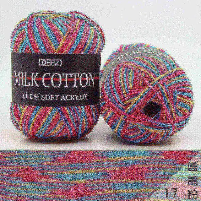 2Pcs/lot 3 strands of milk cotton yarn wool Three strands dyed multi-colored jacquard tabs rough baby hat scarf coat line FZ376 - Цвет: 17