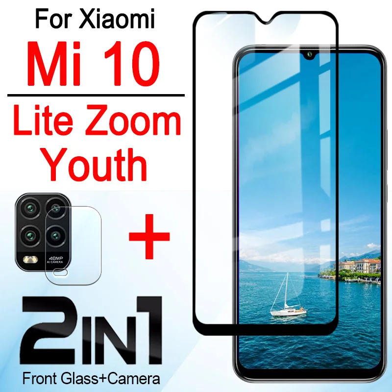 Закаленное стекло 2 в 1 для xiaomi mi 10 lite защита экрана и объектива камеры 5g youth |
