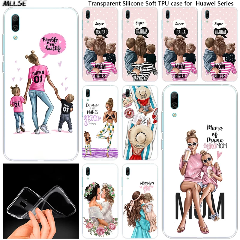 

Hot Baby mom Girl and Boy Soft Silicone Case for Huawei Mate 10 20 Lite Pro Enjoy 8 9E Y6 Pro Y5 2017 Y7 Pro Y9 2019 2018 Cover