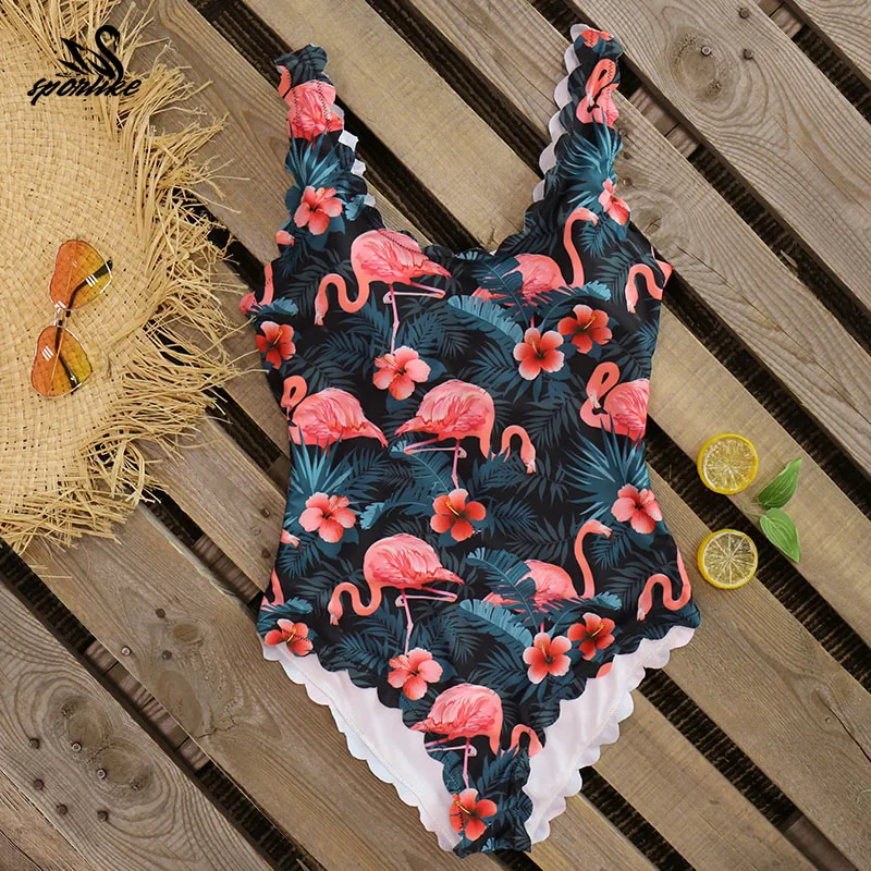 Цельный купальный костюм, сексуальный купальник на шнуровке для женщин, плюс размер, купальный костюм с принтом листьев, купальный костюм для женщин, монокини, купальник