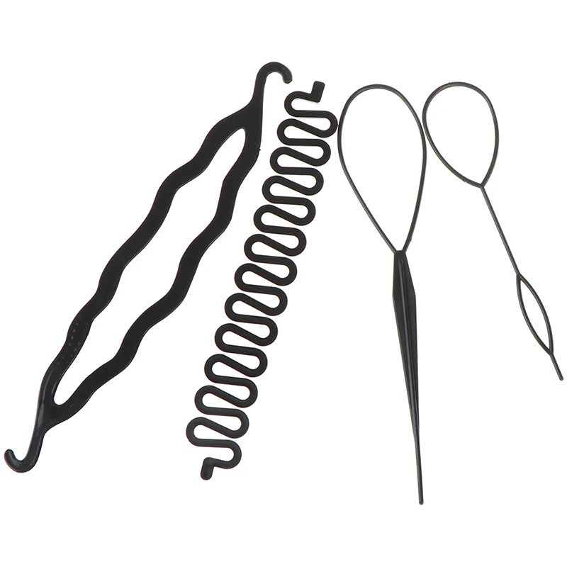 4pcs/set Hair Braiders DIY Ponytail Styling Tool Magic Hair Braiding Twist Curler Styling Set Hairpin Holding Pull Hair Needle