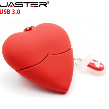 

JASTER USB 3.0 red heart-shaped usb flash drive pen drive 4GB/8GB/16GB/32GB beauty memory stick lovely gift for girl