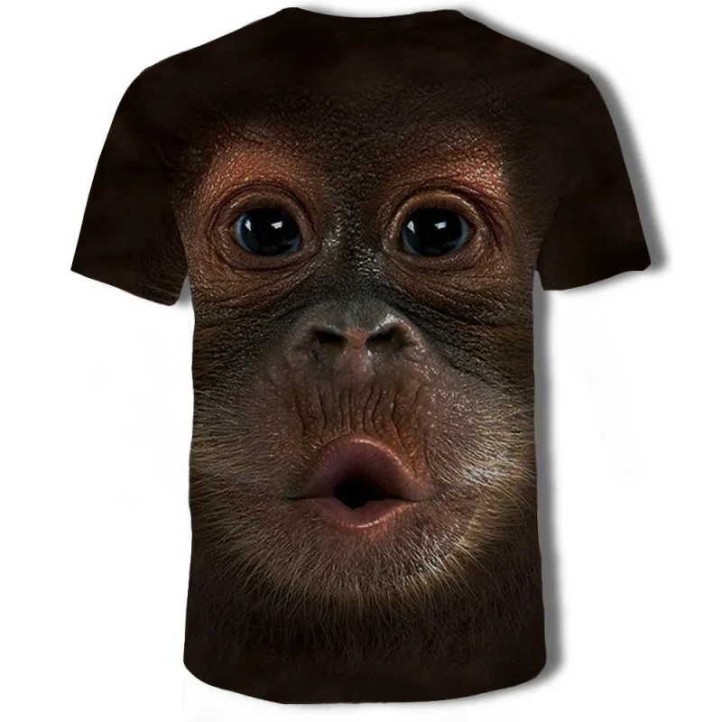 

European and American style men's shirt T-shirt animal monkey 3d monkey face digital print T-shirt male