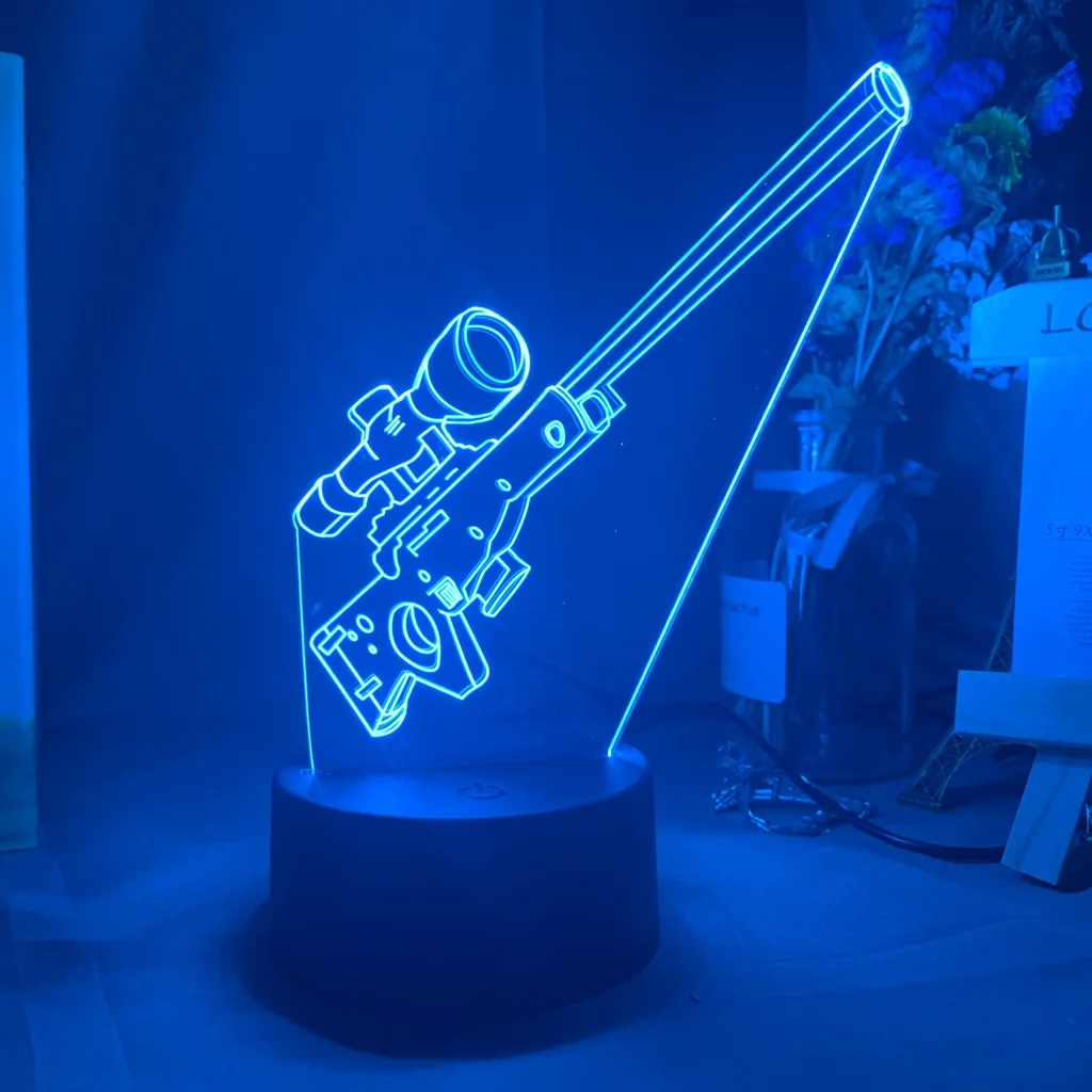 Игровое оружие снайперская винтовка AWP 3d оптический светодиодный ночной Светильник для офисного помещения украшения классный подарок на день рождения для мальчиков и детские Спальня лампа