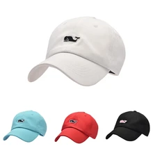 Новинка, мужская и женская Кепка с вышивкой в виде Кита, хлопковая шапка, головной убор с регулируемой задней застежкой