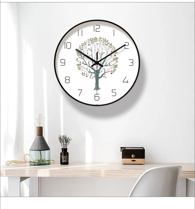 [EOPU 102" Black And White with Pattern-Style Metal Wall Clock Living Room/Bedroom/Restaurant-Ring for a Generation of Fat