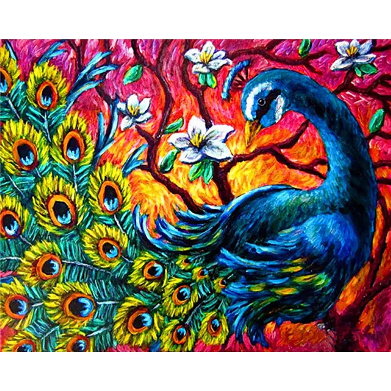 Paint by Number12 Павлин краски по номерам Schilderen op Nummer холст Lienzo для взрослых раскраска Pintura por Numero DIY - Цвет: Paint by Number12