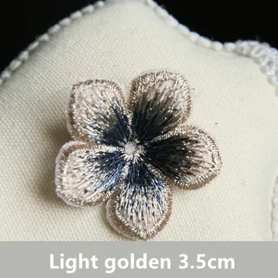 light golden small AHYONNIEX дешевые маленькие цветочные патч для одежды шитье на платье с аппликацией аксессуары для волос обувь сумки самодельные декоративные патчи - Цвет: light golden small