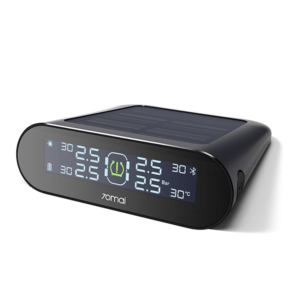 Темно-серый XIAOMI TPMS 70mai Тестер давления в шинах монитор Солнечная энергия 70 Mai приложение ЖК-дисплей Автомобильная охранная сигнализация давление в шинах - Цвет: Темно-серый