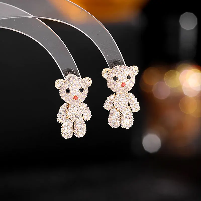 

Sweet Cute Panda Earrings for Girls Micro Pave Cubic Zirconia Animal Stud Earings Statement Eardrop Luxury Jewelry