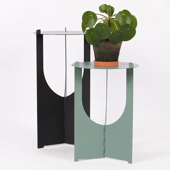 

Three-fold Nordic designer flower rack thickened steel plate floor ins living room simple creative wrought iron metal folding sh