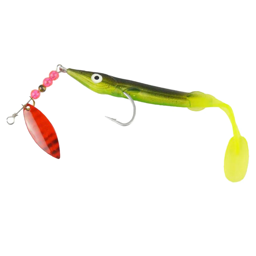 1 Piece 3D eyes Soft Fishing Lure T Tail Fishing Bait Sequin Spinnerbait Crankbait Replacement Tackles for Fishing Lovers