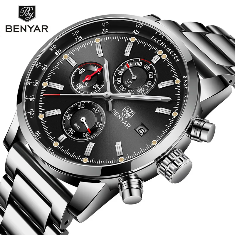 

Benyar Jacobin Hot Selling Outdoor MEN'S Watch Men's Multi-functional Waterproof Steel Belt 5102