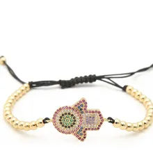 Золото серебро микро pave cz кубический цирконий Веревка Регулируемый браслет из медного бисера kf5 ручной Шарм Плетеный браслет ювелирные изделия для женщин