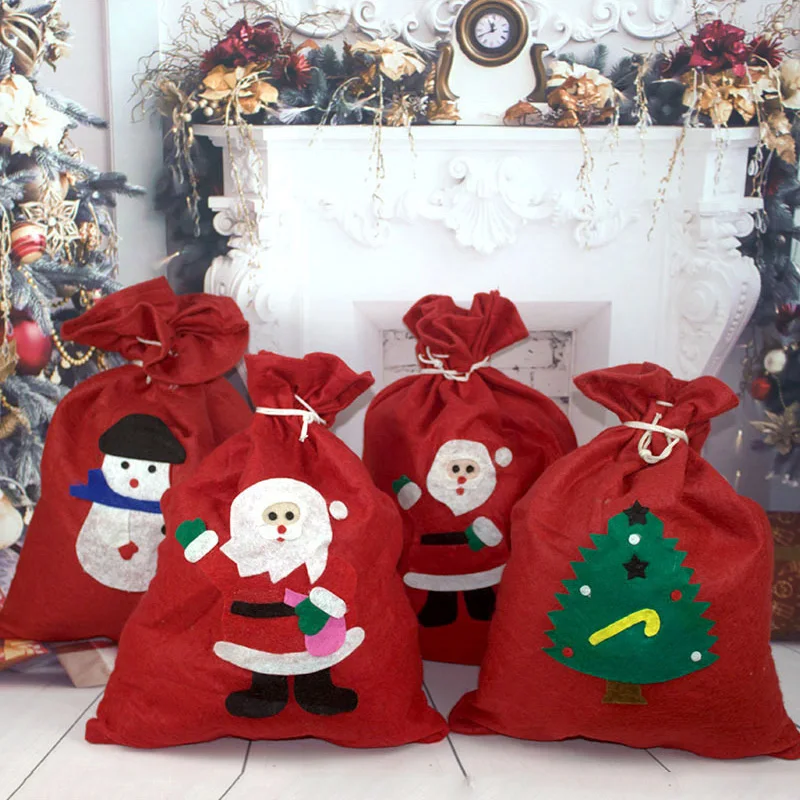 Reusable Red Christmas Gift Bags Christmas Present Bags Santa Claus