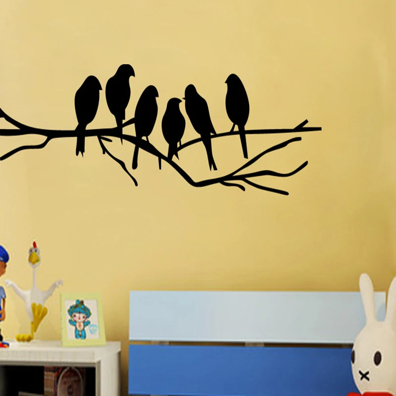 Black Birds on the Tree Branch Wall stickers for Living Room Decals Art Stickers Home Decoration Murals | Дом и сад