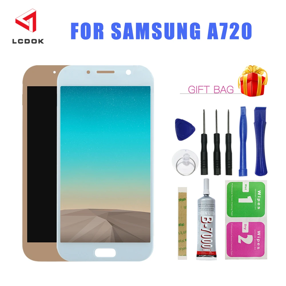 Регулируемая яркость ЖК-для Samsung Galaxy A7 2017 A720 A720F A720M A720Y ЖК-дисплей кодирующий