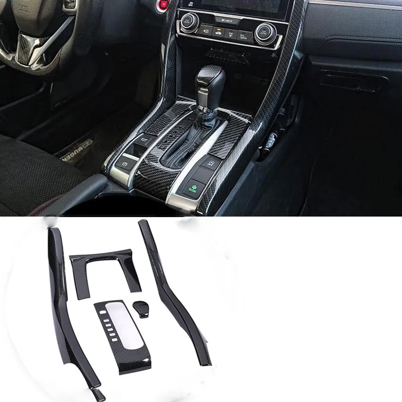 5 шт. углеродного волокна панельная Накладка для коробки передач Отделкой Черный