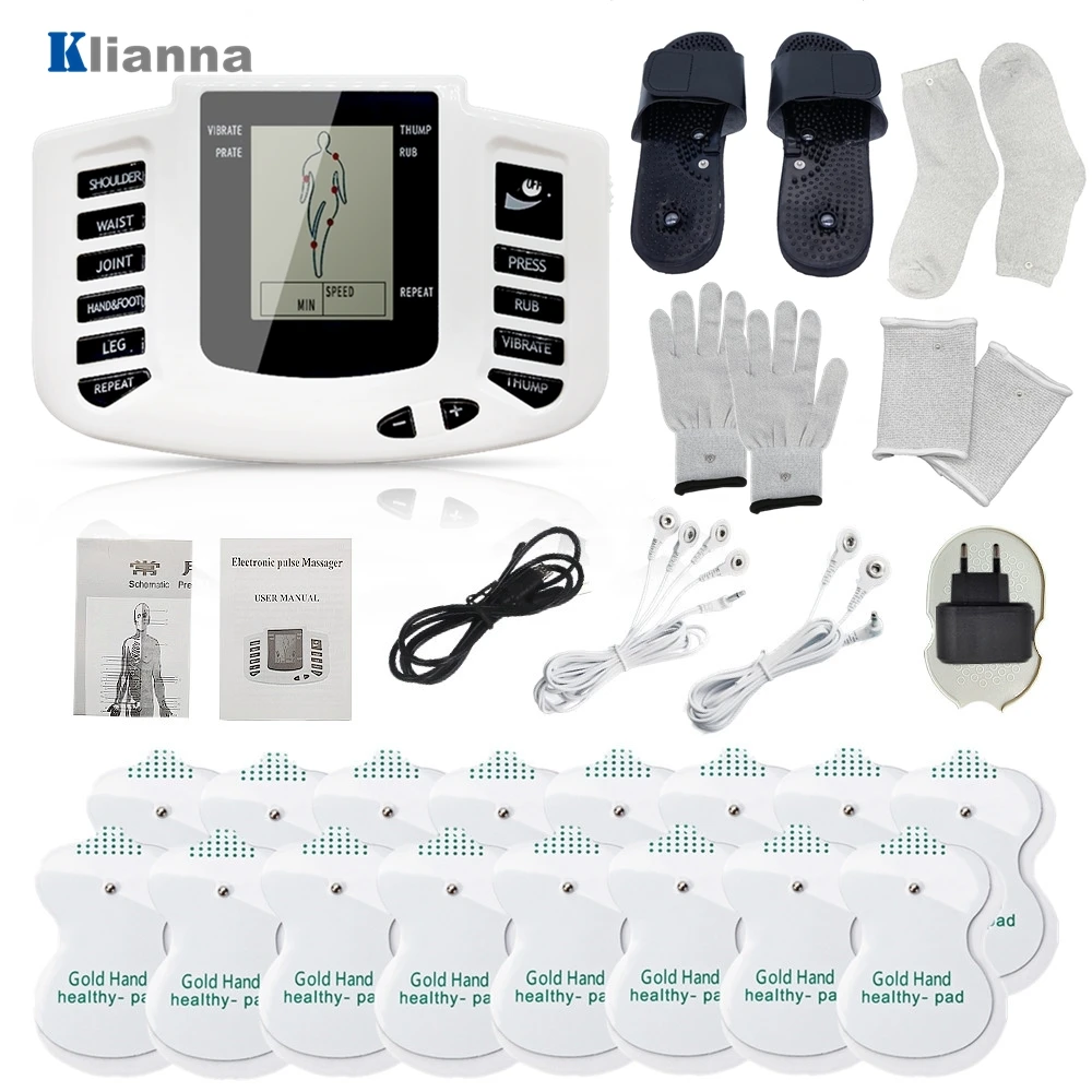 Electrical Muscle Stimulator EMS Therapy Pulse Tens Acupuncture Slimming Massager for Back Neck Massage Russian/English Device