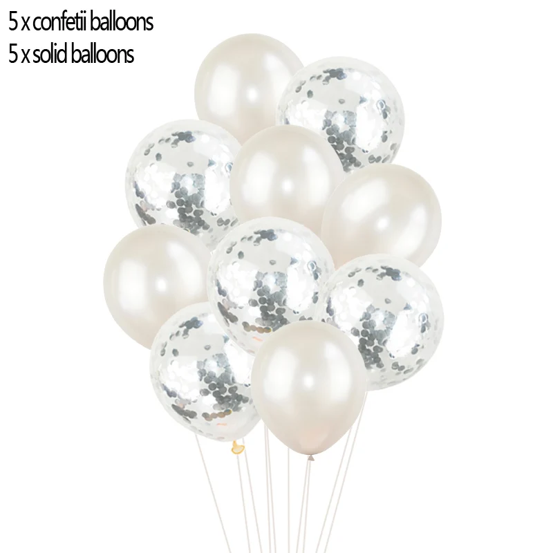 10 шт./компл. 12 дюймов воздушный шар "Конфетти" латексные воздушные шары для свадьбы вечеринки украшения детский душ день рождения - Цвет: T02 silver