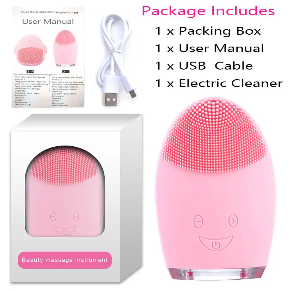 Smile Pink Электрический силиконовый очиститель для лица, устройство для чистки кожи, для мытья черных точек, мини-щетка для пор, массажер для лица, ультразвуковые вибрационные инструменты - Цвет: Smile Pink