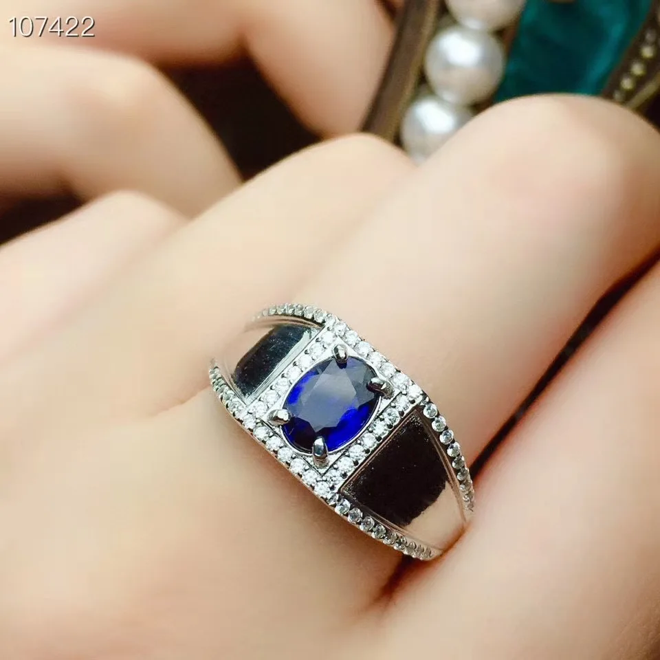 

Fashion Natural and Real Sapphire Man Ring 925 sterling silver Wholesales Fine jewelry Natural Sapphire Man Ring